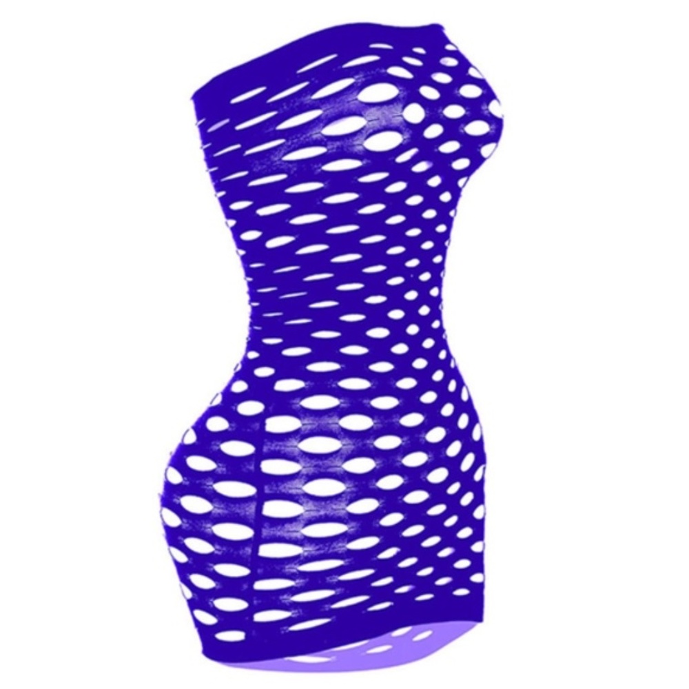 Purple *** Hole / Fishnet Dress. Body con Mini dress One size fits Most.